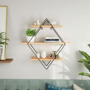 LIFA LIVING /Étag/ère Murale Bois et M/étal Noir avec 4 /Étag/ères 80 x 60 x 15 cm /Étag/ère Murale pour Cuisine /Étag/ère Murale Industrielle Vintage