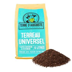 TERREAU - SABLE TERRE D'AUGUSTE - Terreau Universel 6L avec Fermeture Eclair Refermable - Solution pour Plantes d'Intérieur et extérieur
