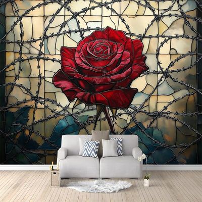 Papier Peint Mural 3D Roses Roses pour Chambre de Fille Papier Peint