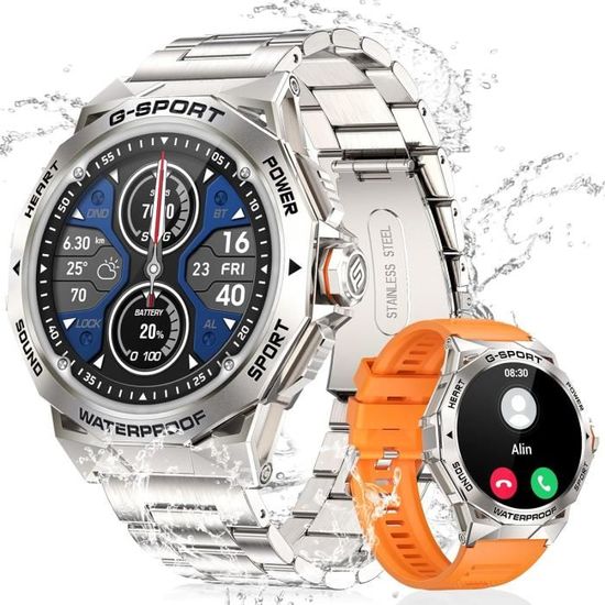 Montre Connectée Homme Qualité Militaire, Smartwatch Avec Appel Bluetooth, 20 Modes Sports