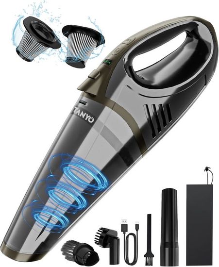 Aspirateur De Voiture Sans Fil Puissant 24000 Pa - Autonomie 30 Min, 4 Accessoires, Pour Intérieur Auto, Maison, Poils D'animaux