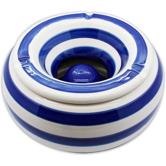 Cendrier Bota Atmosphera – Céramique Et Fer – Diamètre 12,3 Cm – Bleu – Déco Vintage