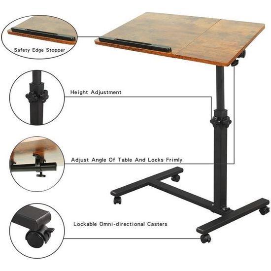 Table De Lit SAIJI Réglable – Plateau Pliable 17″, 5 Hauteurs & 4 Angles – Idéal Canapé, Étude, Ordinateur Portable