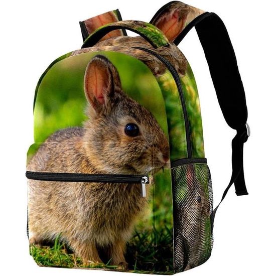 Sac à Dos Lapin Kawaii Avec Fleurs De Cerisier - 42x32x14 Cm, Polyester, Plusieurs Poches, Pour école, Randonnée, Gym