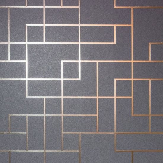Papier Peint Arthouse Treillis Géométrique Métallique - Rose Gold - 10,05m X 53cm
