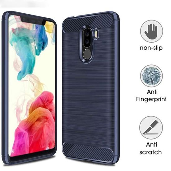 Coque Xiaomi Redmi Note 9 - Étui Gel TPU Fibre De Carbone Luxe - Bleu Foncé - Neuf
