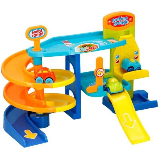 Garage 1er age avec 3 voiture bebe enfant circuit GUIZMAX