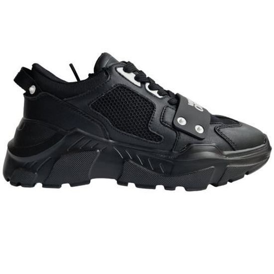 Basket homme VERSACE 77YA3SC4 NOIR Semelle haute 100 cuir Noir Cdiscount Chaussures