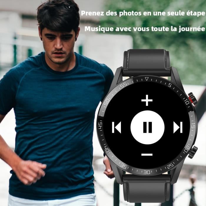Smartwatch Ainuevo L13 Montre Connectée Bluetooth 4.0 IP68 Etanche pour Samsung Sony Huawei Xiaomi Android Cuir Noir