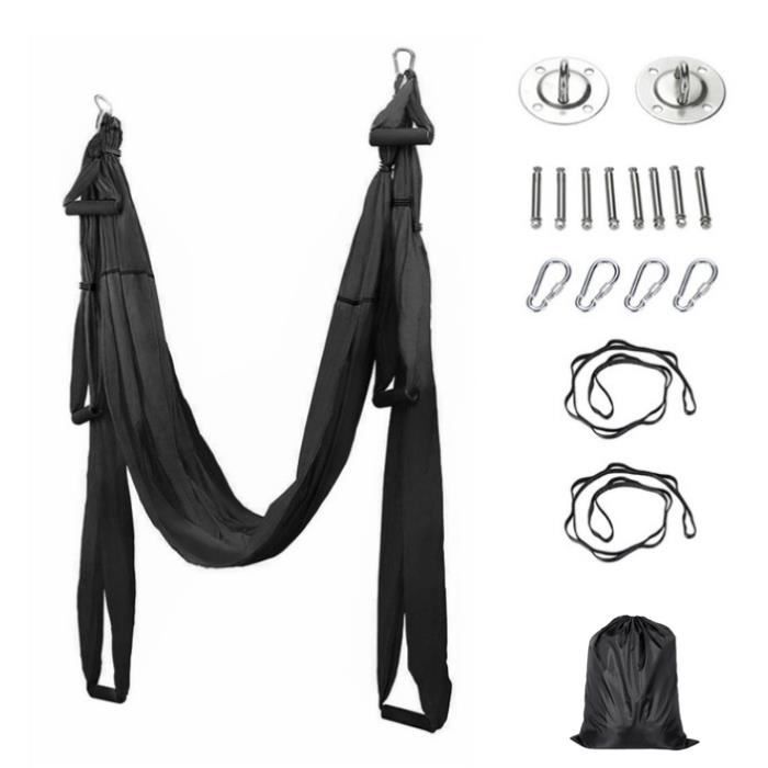 Noir- Hamac de Yoga Aérien Anti Gravité pour Sculpter le Corps Pilates