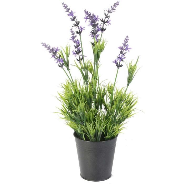 Lavande artificielle avec pot métallique 40 cm Vert