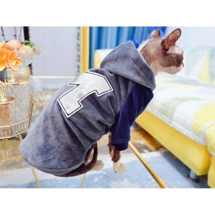 ZHIHAN Sphynx Island Fleece Sweater Hairless Cat Anti-Shedding Vêtements Chauds, Gris, S 669484