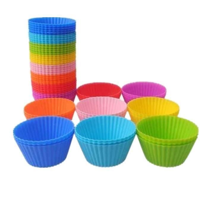 OKPOW 40 PCS Moules à Muffin Ronds de Cuisson en Silicone Anti-adhésif Réutilisable Gâteau Cupcakes Brownies 8 Couleurs