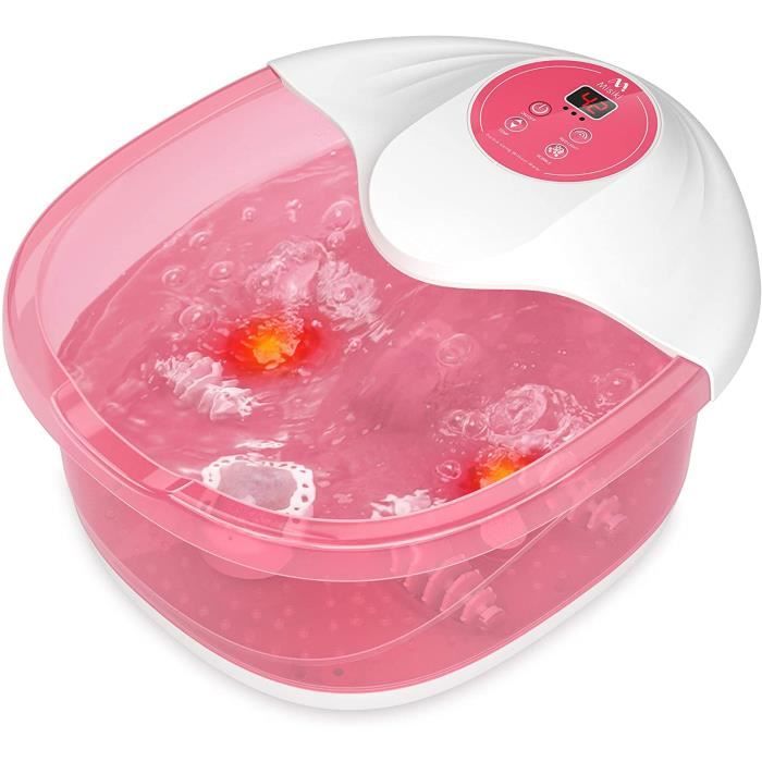 Bain de Pied Misiki Spa Pied avec Vibration de Chaleur de Bulles, Arrêt Automatique, Pédiluve Spa Massage avec 4 Rouleaux de Massage