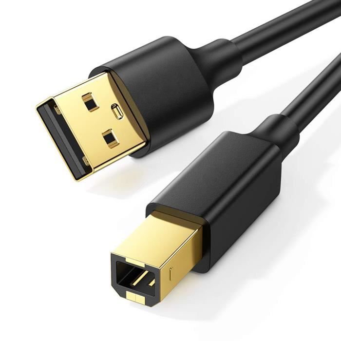 Ototon® 1.5M Câble Imprimante USB 2.0 A Mâle vers USB B Mâle Câble Scanner Cordon Imprimante Type B - 1.5M