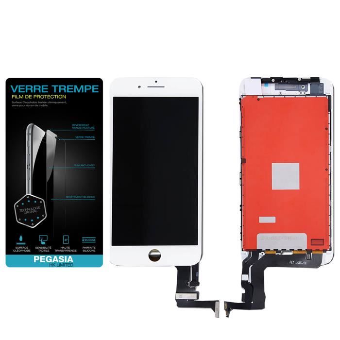 VITRE TACTILE + ECRAN LCD PRET-A-MONTER POUR IPHONE 8 PLUS BLANC + VERRE TREMPE DE PROTECTION CADEAU-PEGASIA