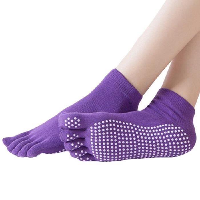 Accessoires Fitness - Musculation,Chaussettes de Yoga femmes coton chaussettes de sport antidérapantes Ventilation - Type VIOLET