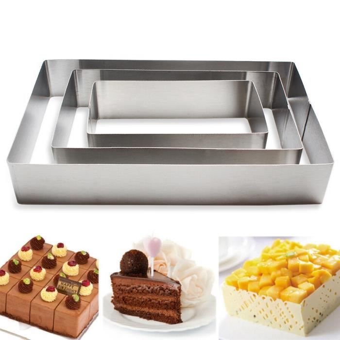 Moule à gâteau rectangulaire en acier inoxydable, anneau à Mousse Fondant, petits-moyens-grands, accessoires de pâtisser*TR12886