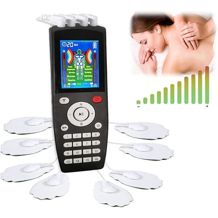 Électrostimulateur TENS,Ems Système de relaxation musculairsoulagement des douleurs avec 16 programmes de massage,8 électrode 32