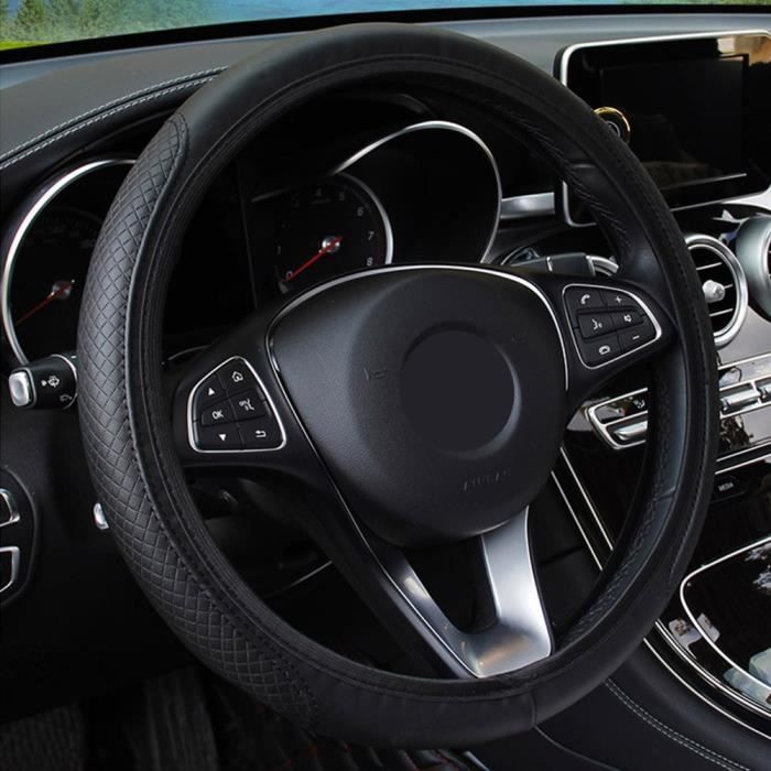 Couvre volant,Housse de volant en cuir pour Mercedes Benz W212 c180 e63 c300 e250 C classe E GLK GLC GLE AMG X204 W205 - Type Black