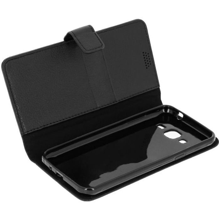 Housse Etui Folio Portefeuille Noir Samsung Galaxy J3 - Fonction Support