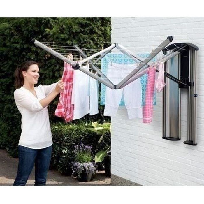 BRABANTIA Séchoir Wallfix - 24 m - Gris métallique