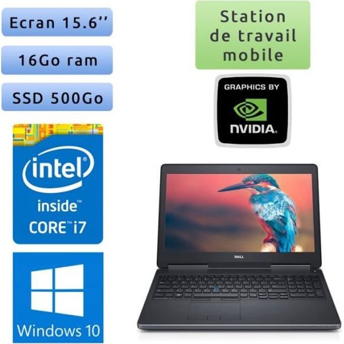 Dell Precision 7510 - Windows 10 - I7 16go 500go Ssd - 15.6 - Webcam - M2000m - Station De Travail Mobile Pc Ordinateur Noir