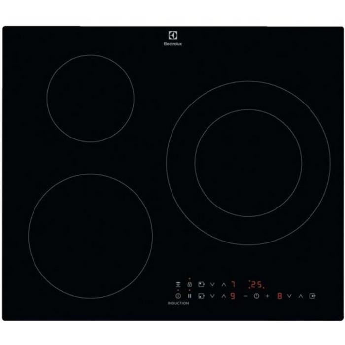 electrolux - table de cuisson à induction 60cm 3 feux 7200w noir - ixe6342kf