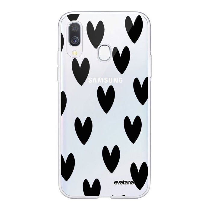 Coque Samsung Galaxy A20e 360 intégrale transparente C?urs Noirs Ecriture Tendance Design Evetane.