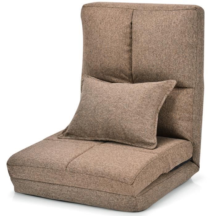 GIANTEX Chaise de Sol Pliable sur 5 Niveaux Réglable et Coussin Rembourré, Chaise Longue Ergonomique pour Reposer, Jouer, Lire