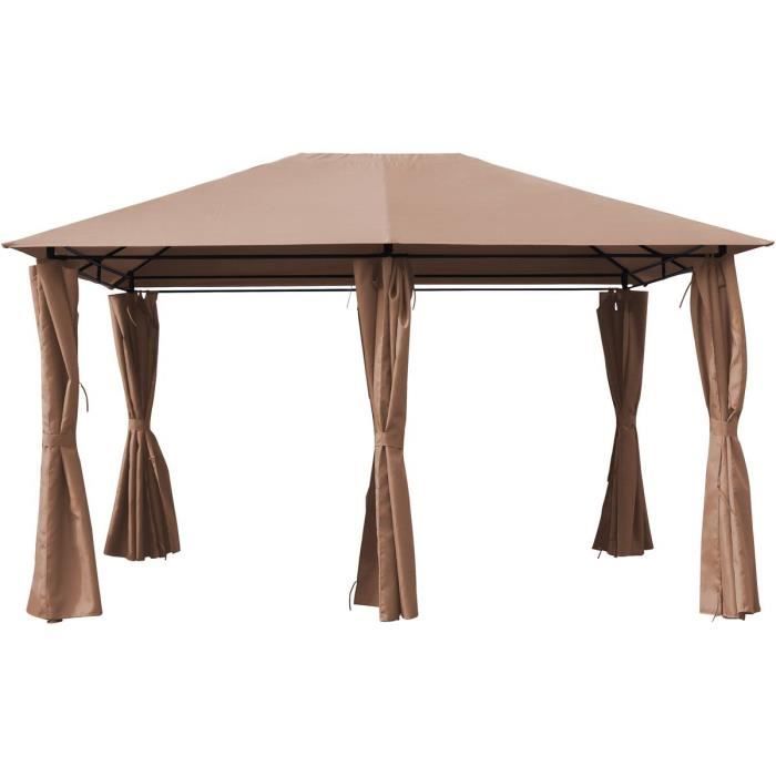 Toile et Rideaux pour tonnelle -Rosita- - 3 x 4 m - Taupe
