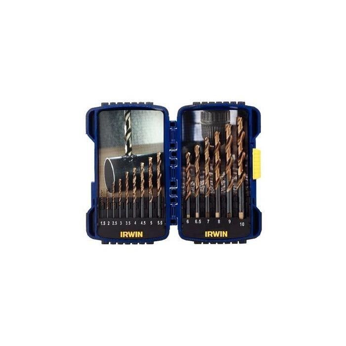 IRWIN Coffret de 15 Forets à métaux HSS TURBOMAX™: 1,5/2/2,5/3/3,5/4/4,5/5/5,5/6/6,5/7/8/9/10 mm