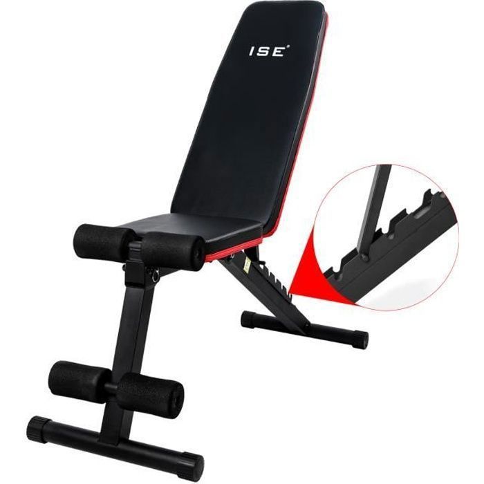 ISE Banc de Musculation incliné Pliable Multifonction,Sit-up Fitness,Dossier réglables en 7 Positions,Pour Bureau Maison,Max 250KG