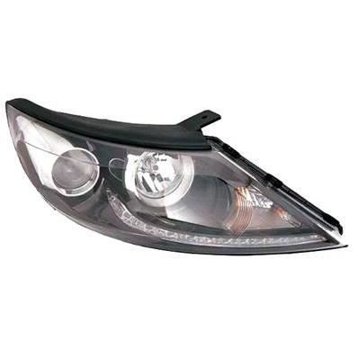 Phare Optique avant droit pour KIA SPORTAGE 2010 à 2014, H7+H7, fond noir, Feu de jour led, Neuf.