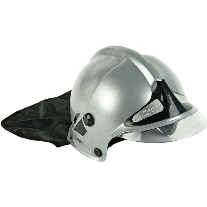 KLEIN Casque de pompier F1 gris avec visière fixe et protège-nuque pour enfant