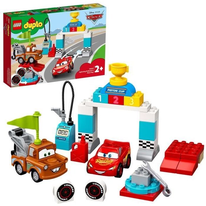 LEGO® 10924 DUPLO Cars Le Jour de Course de Flash McQueen, Disney Pixar avec Voitures, Jouet pour Enfants de 2 ans et Plus