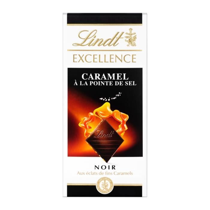 Cafe Moulu - LOT DE 2 - LINDT Excellence Chocolat noir caramel et cristaux de sel - tablette de 100 g