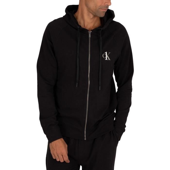 Calvin Klein Sweatshirt à capuche Lounge CK One Zip, Noir, Homme
