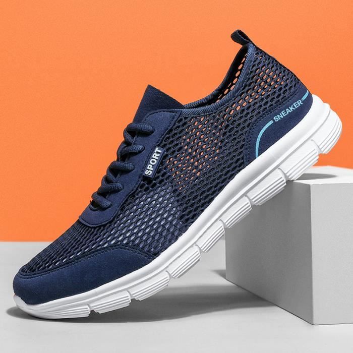 Baskets casual en maille d'été pour hommes légères et flexibles-bleu
