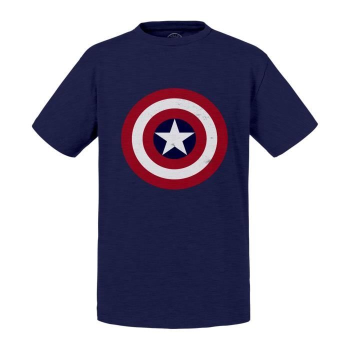 T-shirt Enfant Bleu Captain America Logo Super Héros BD Film Geek