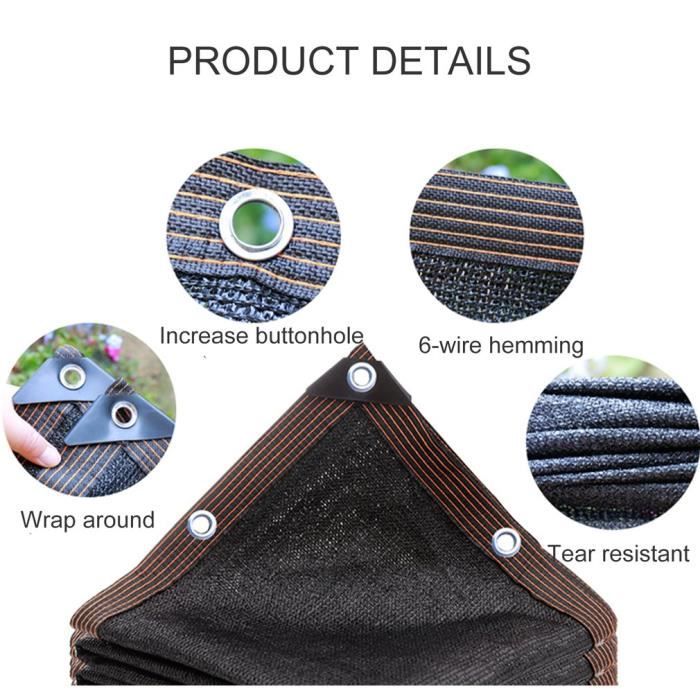 Abat-jour de maille - filet de tissu d'ombre de bloc de soleil avec des œillets - pour le jardin de patio de jardin, 3 * 3m