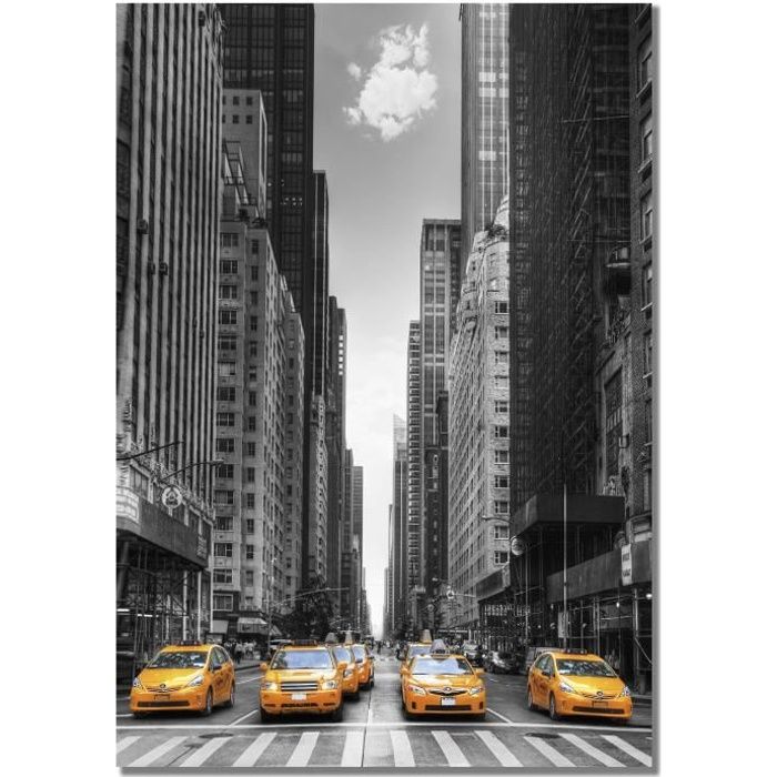 Panorama Tableau Taxi New York 21 x 30cm - Imprimée sur toile - Tableau Ville - Tableau Moderne pour la Maison - Tableau Photos