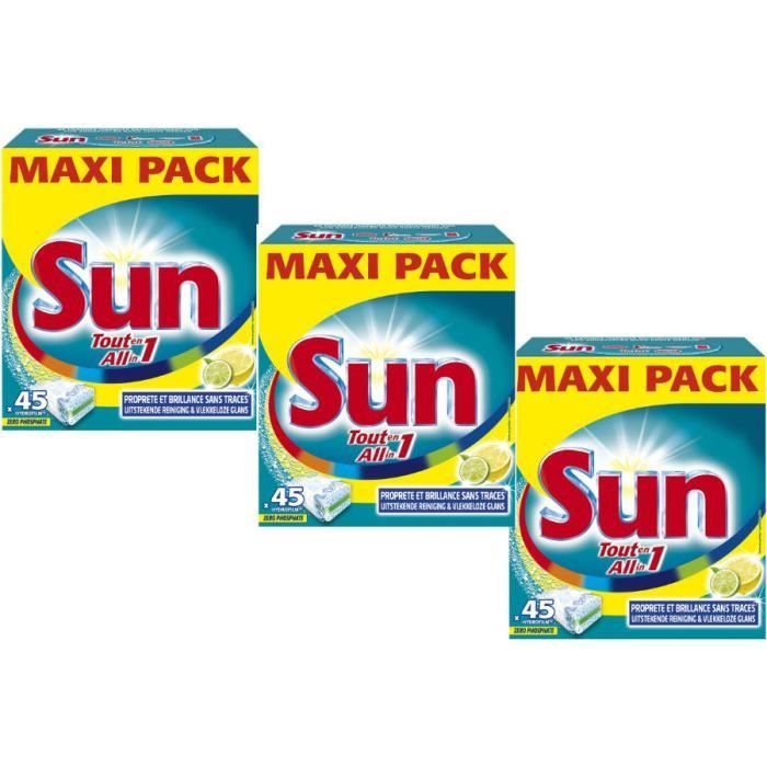 SUN TOUT EN 1 PACK DE 3 BOITES DE 45 PASTILLES PARFUM CITRON