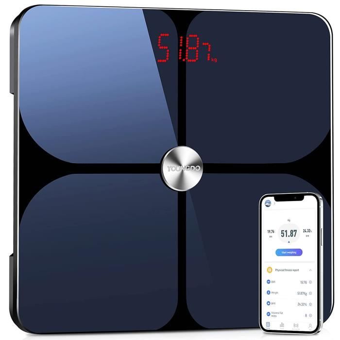 Pèse Personne Impédancemètre Verre ITO LED Balance Connectée Bluetooth 19 Données Corporelles