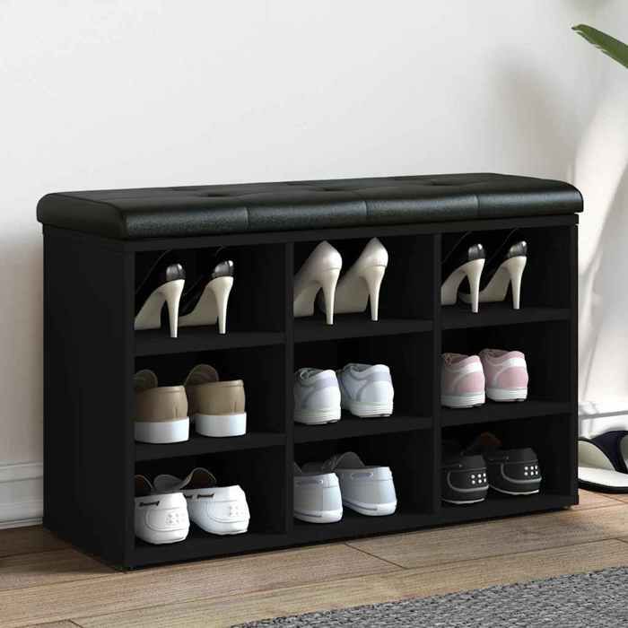 vidaXL Banc à Chaussures Meuble de Rangement avec Coussin Banc de Couloir avec Étagère Entrée Salon Intérieur Moderne 835104