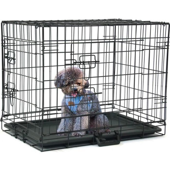 Comparer les prix de Noir- cage de transport pour petits animaux, pliable, avec séparateurs et plateau en plastique, fer, 63 x 44 x 50,5cm