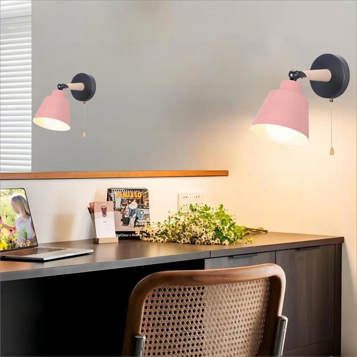 WOTTES 2 Packs Applique Murale Vintage Industrielle Luminaire en Métal Rose Lampe avec dinterrupteur Interieur pour Couloir