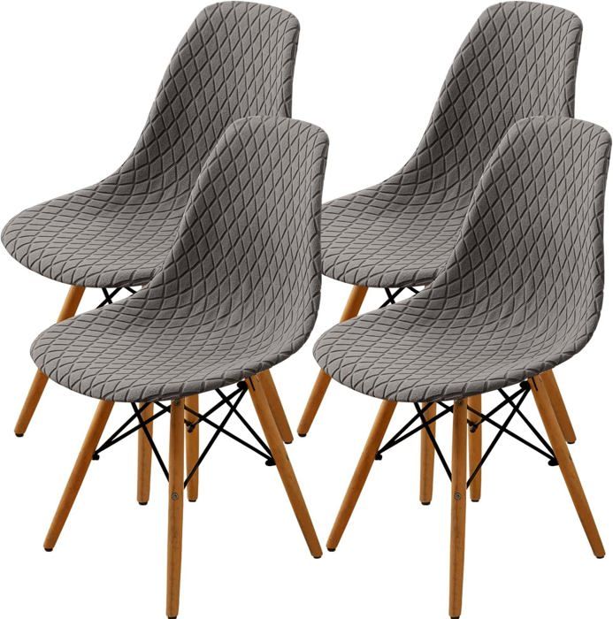 Housse de chaise - HOUSE OF HARLOW 1960 - Jacquard de Diamant - Extensible - 4 pièces - Taupe