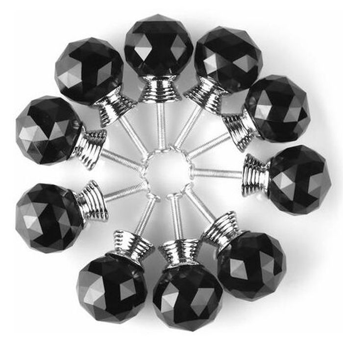 Ginddy Lot De 10 Boutons De Meuble Ronds - 30 Mm - Noir Mat - En Forme De Champignon - Pour Tiroir, Armoire, Meubles, Armoires De Cuisine, Armoire