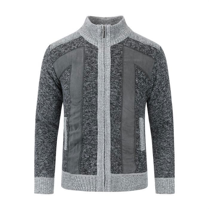 Gilet Sans Manches YOUTHUP - Cardigan Homme Zippé En Laine - Taille Slim